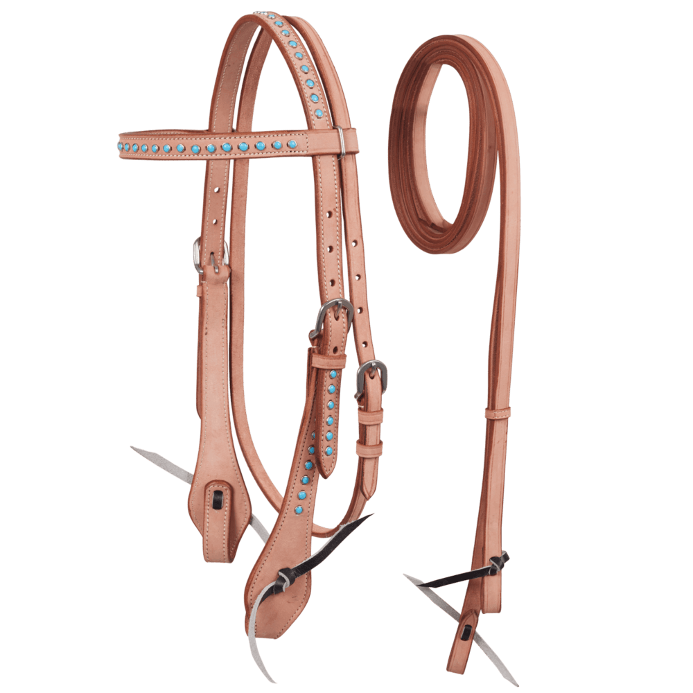 MOMPSO Δερμάτινο Χαλινό Turquoise